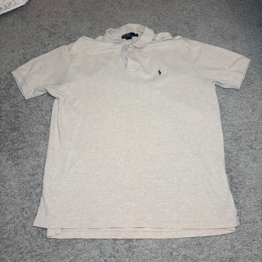 Polo Ralph Lauren Mens XL Tan Heathered Cotton Pique Short Sleeve Polo Shirt